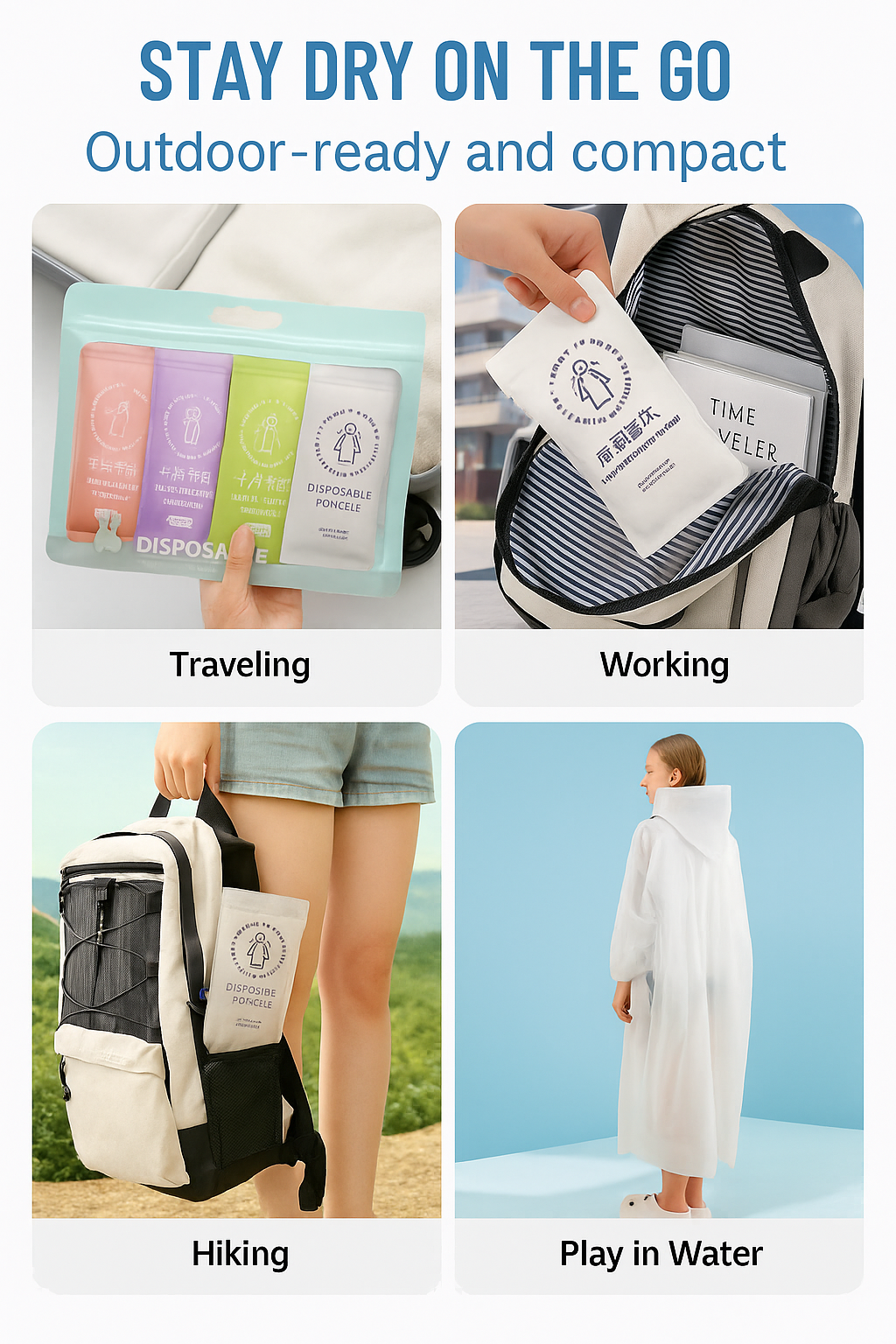 NZ Stock Portable Disposable Raincoat with Hood – Thickened Waterproof PE Material - KiwisLove