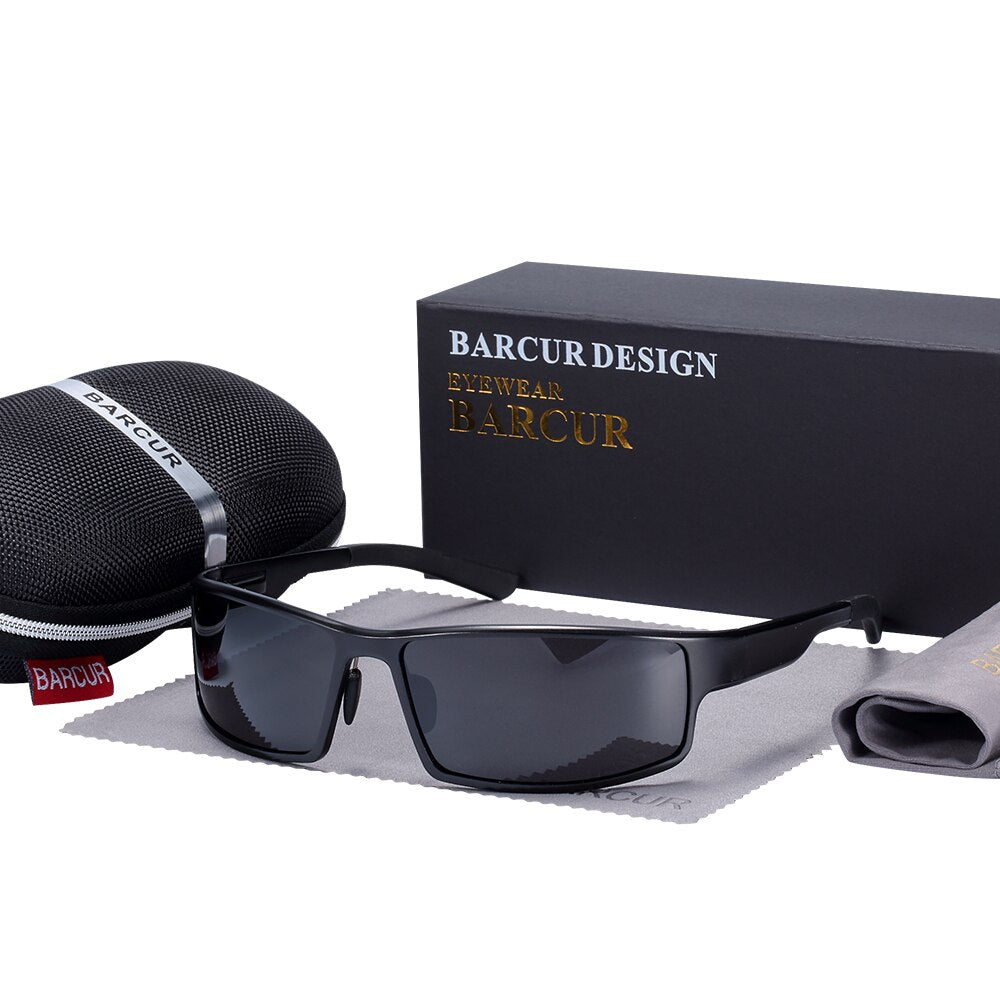 BARCUR Semi Rimless Polarized Aluminium Magnesium Sunglasses Sport Sun glasses Male Female Oculos Gafas De Sol - KiwisLove