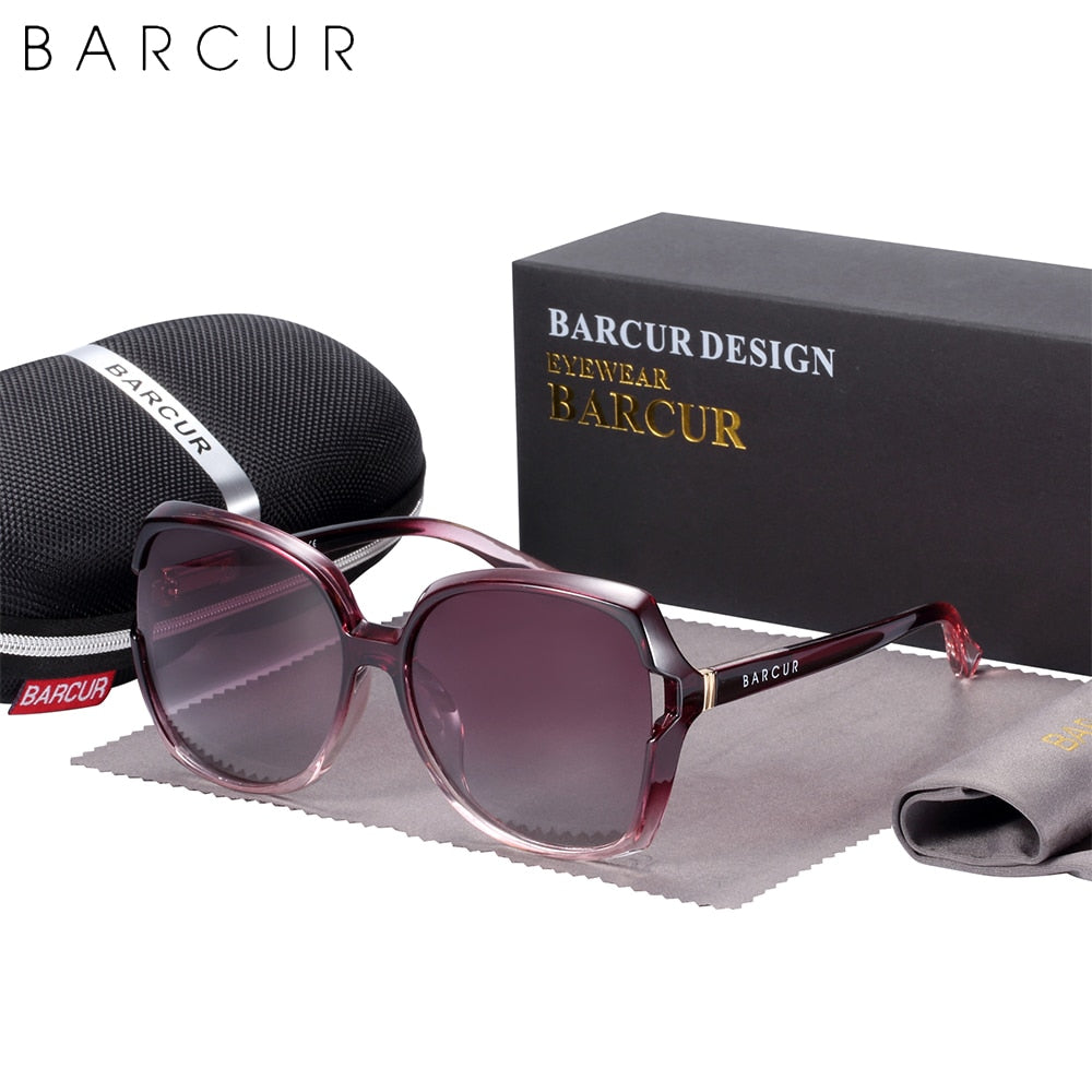 BARCUR Oversize TR90 Sunglasses Women Polarized UV400 Sunglasses Ladies Shades with Gradient Lens lunette de soleil femme - KiwisLove