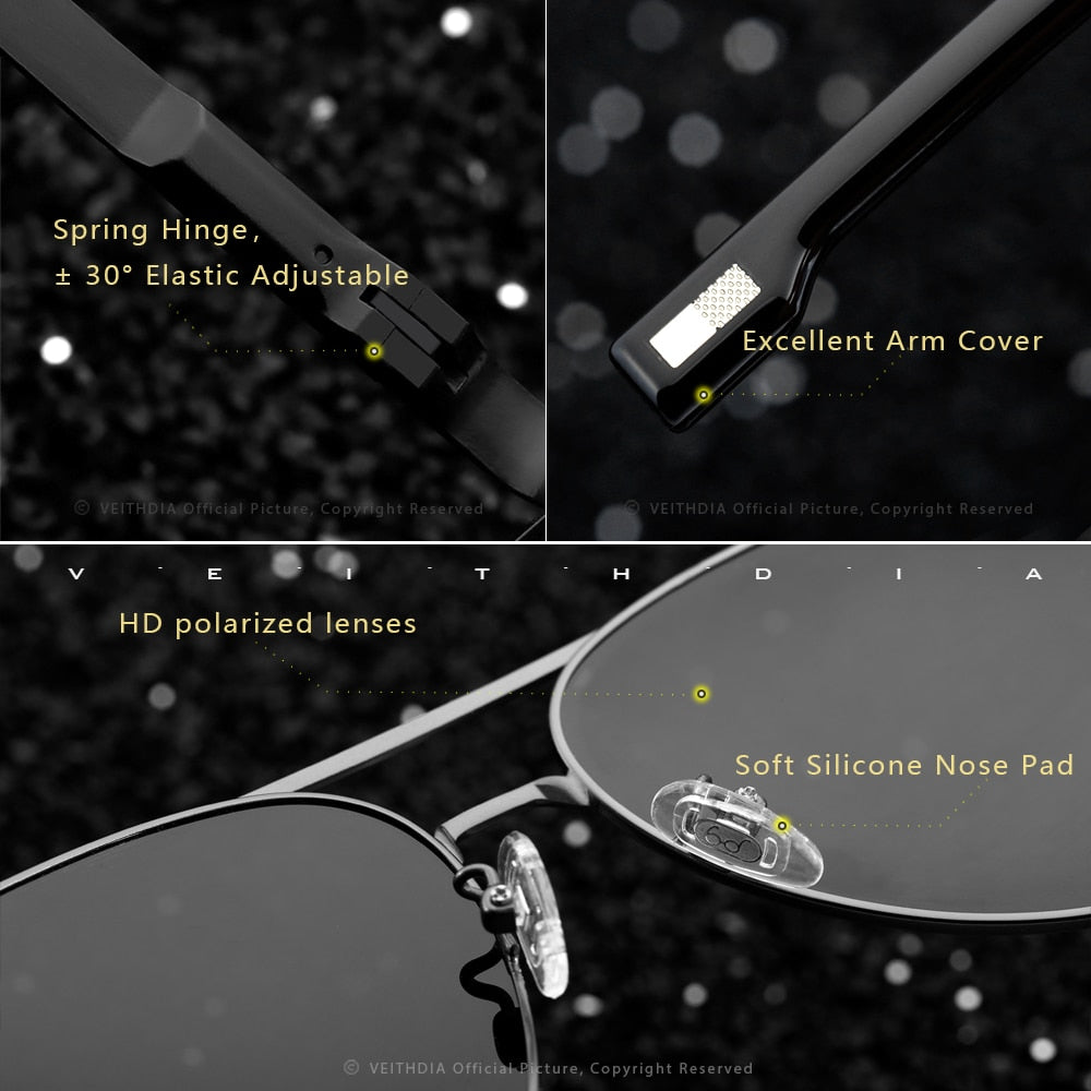 VEITHDIA Men Vintage Polarized UV400 Sunglasses Outdoor Classic Women Sun Glasses Coating Lens Driving Eyewear For Male 2482 - KiwisLove