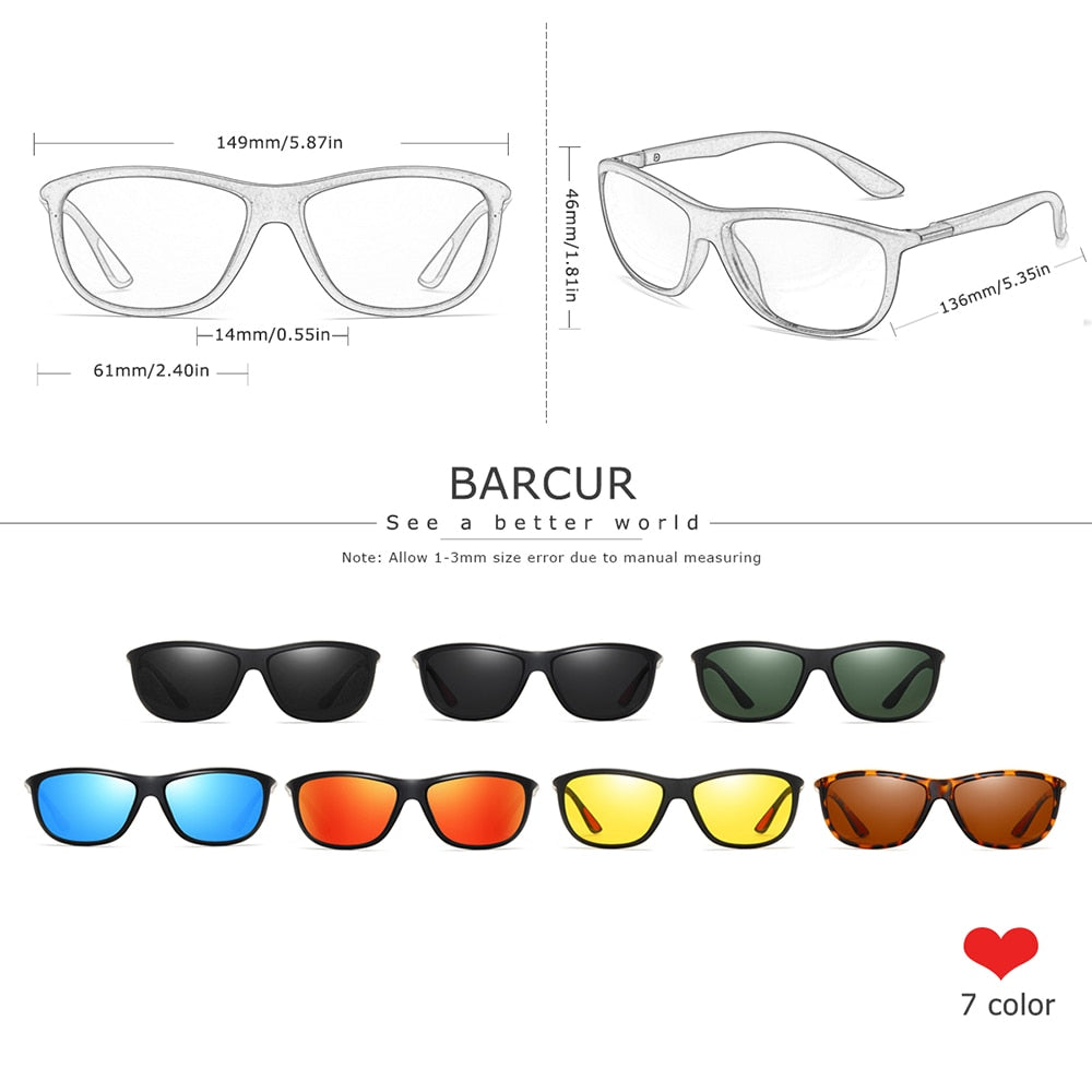 BARCUR Sports Eyewear Mens Sunglasses Polarized Women Sun glasses oculos de sol feminino - KiwisLove