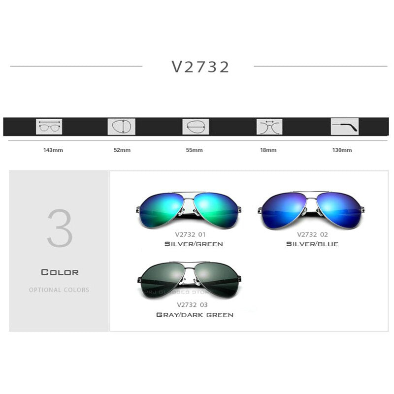 VEITHDIA Brand Fashion Unisex Men Sun Glasses Polarized UV400 Lens Coating Mirror Women Sunglasses Male Eyewear For Female 2732 - KiwisLove