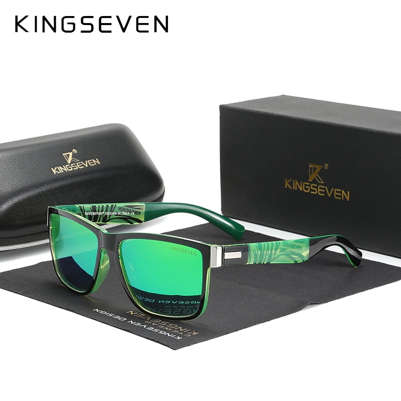 Genuine KINGSEVEN Brand Square Retro Gradient Polarized Sunglasses Women Men Carbon Fiber Pattern Design Outdoor Sports Eyewear - KiwisLove