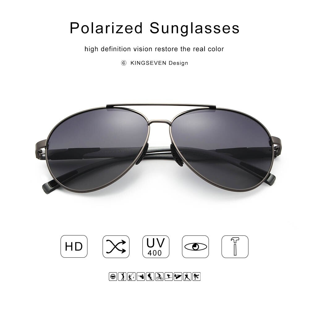 KINGSEVEN 2018 New Aviation Gun Gradient Sunglasses Brand Men Design Sun glasses Polarized HD Aluminum Driving Oculos N7228 - KiwisLove