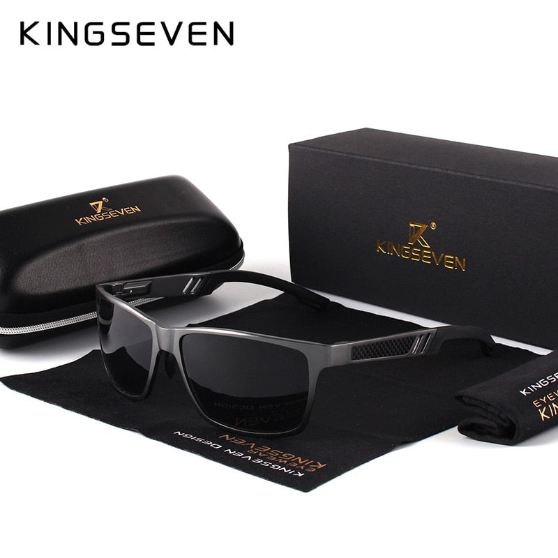 KINGSEVEN Men Polarized Sunglasses Aluminum Magnesium Sun Glasses Driving Glasses Rectangle Shades For Men Oculos masculino Male - KiwisLove