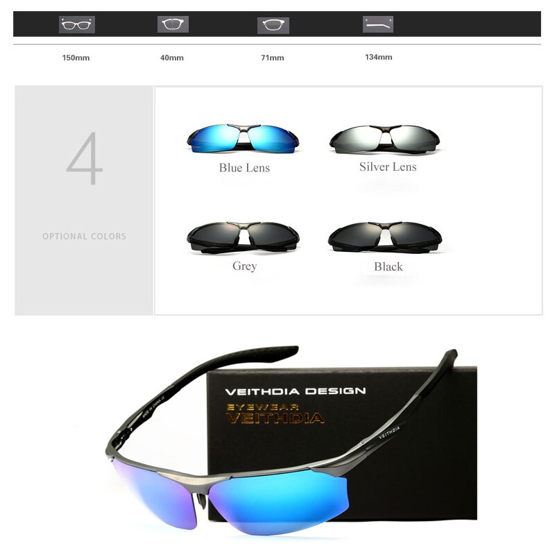 VEITHDIA Sunglasses Men Aluminum Fashion Brand Polarized UV400 Lens Outdoor Driving Sun Glasses Mirror Eyewear For Male 6576 - KiwisLove