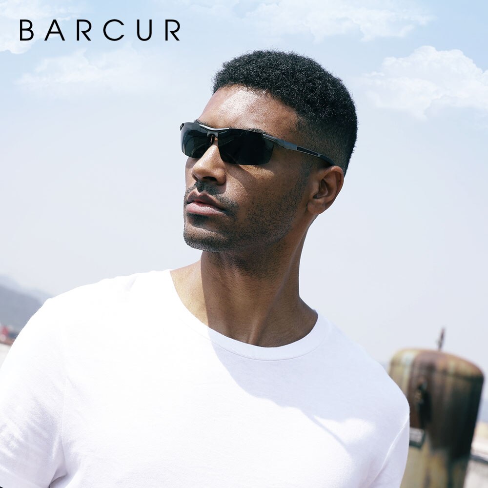 BARCUR Aluminum Magnesium Sports Polarized Sunglasses Men Mirror Sun Glasses Male oculos - KiwisLove