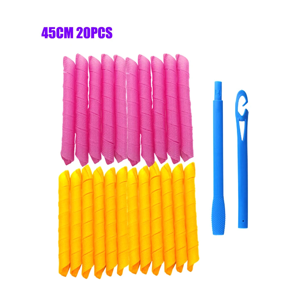 Hair Rollers (30/45/55/65cm) Snail Shape Not Waveform Spiral Round Curls Hair Curler Soft Hair Curler Magic Hair Rollers DIY - KiwisLove