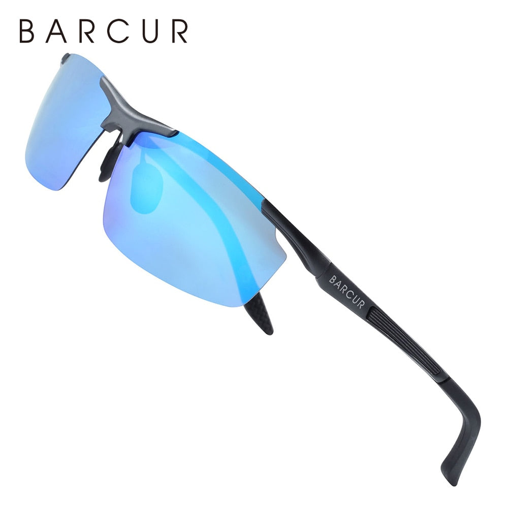 BARCUR Aluminum Magnesium Sports Polarized Sunglasses Men Mirror Sun Glasses Male oculos - KiwisLove