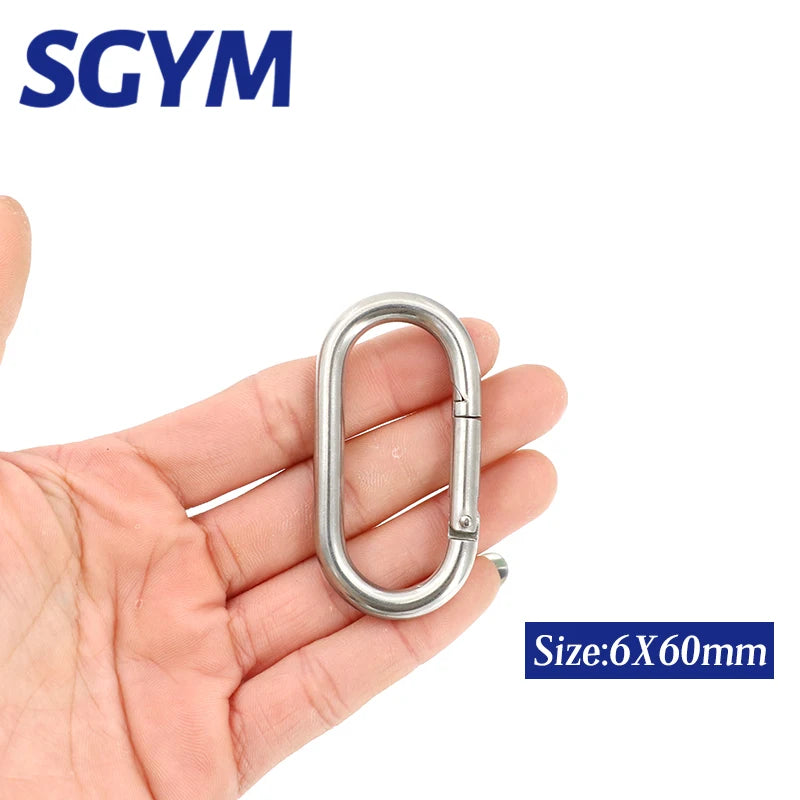 2pcs OVAL SHAPE 304/316 Stainless Steel Spring Snap Hook Carabiner Quick Link Lock Ring Hook 5/6/8/10mm