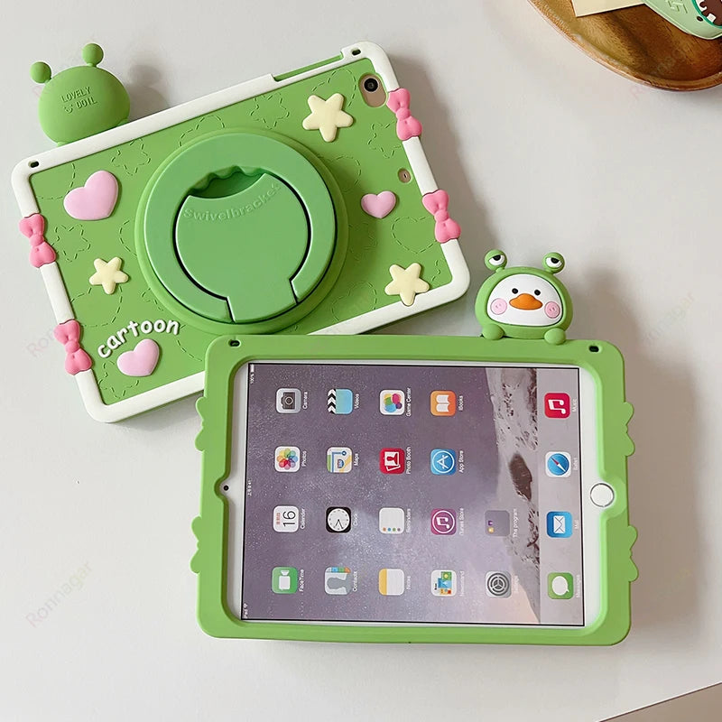 3D Cute Dinosaur Case for iPad Air6 2024 11'' 10.2 9th 10th 10.9 Air4 5 Pro11 M4 9.7 Mini4/5/6 Cartoon Boys Girls Silicon Stand