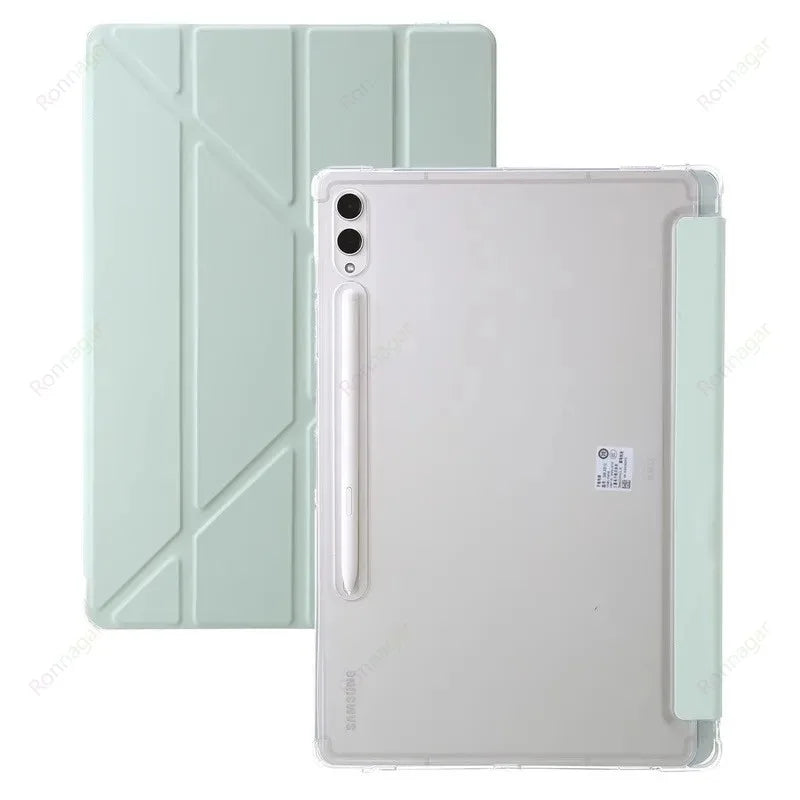 For Samsung Galaxy Tab A11 11'' S11 2025 Case for S10 S9 S8 S7 Plus 12.4 Inch 11inch with s Pen Holder Multiple Angle Clear Back