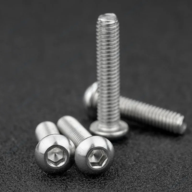NINDEJIN M2 M2.5 M3 M4 M5 M6 M8 M10 Hexagon Hex Socket Button Head Screws Stainless Stee Round Head Allen Screw Bolts ISO7380