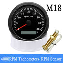 85MM Diesel Engine Tachometer Sensor RPM Gauge REV Counter 4000RPM 8000RPM with Digital Hourmeter 7 Color Backlight Optional - KiwisLove