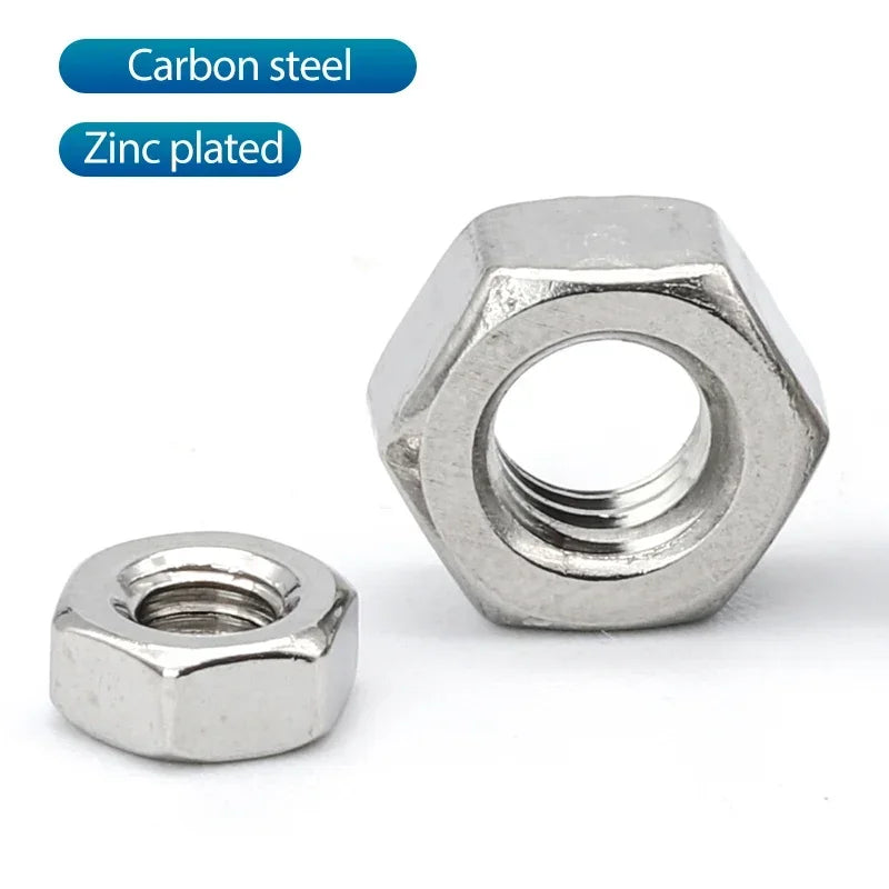 Hexagon Hex Nuts Metric DIN934 M2 M2.5 M3 M4 M5 M6 M8 M10 M12 M14 M16 M18 M20 M22 M24 Carbon Steel Stainless Steel Hex Nuts