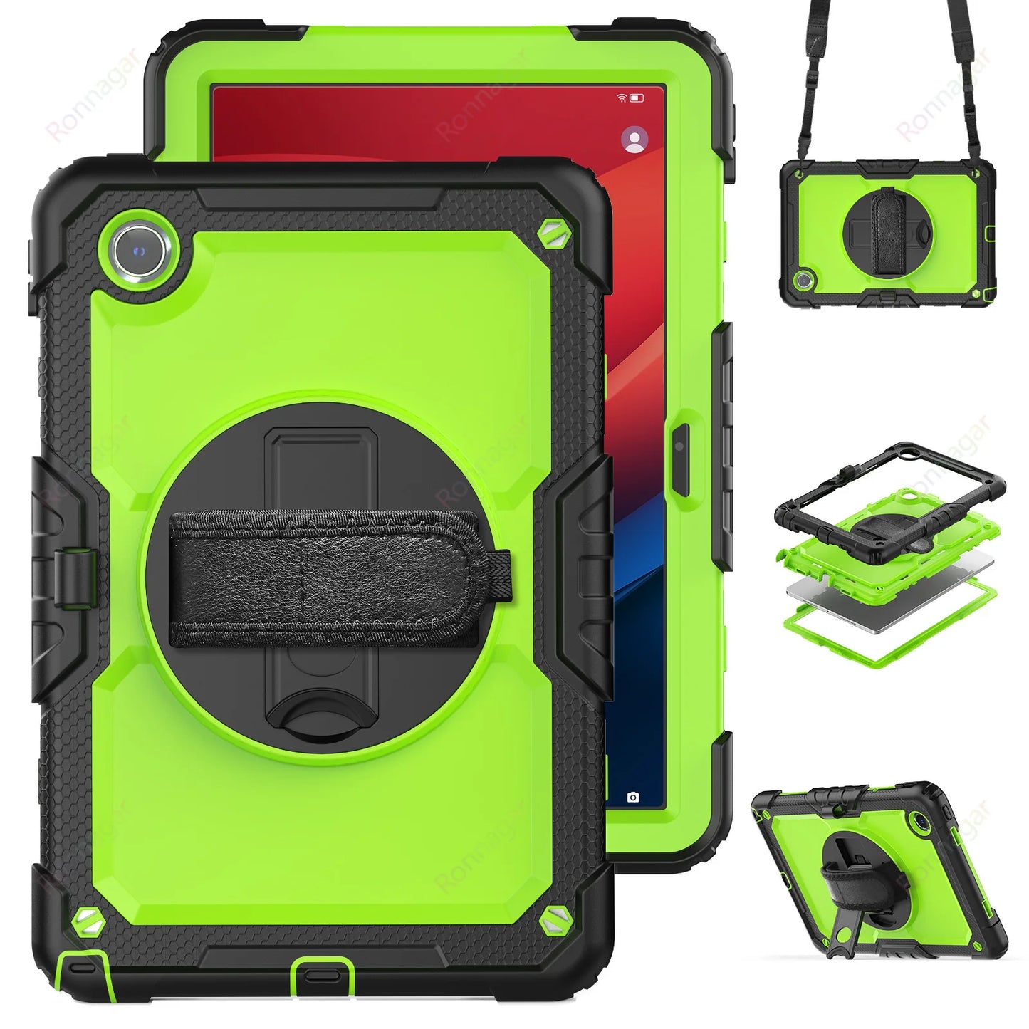 For New Lenovo Xiaoxin Pad 2024 Case TB331FC 11 inch 360 Degree Rotating Hard Armor Case Shoulder Strap Lenovo Tab M11 TB330FU