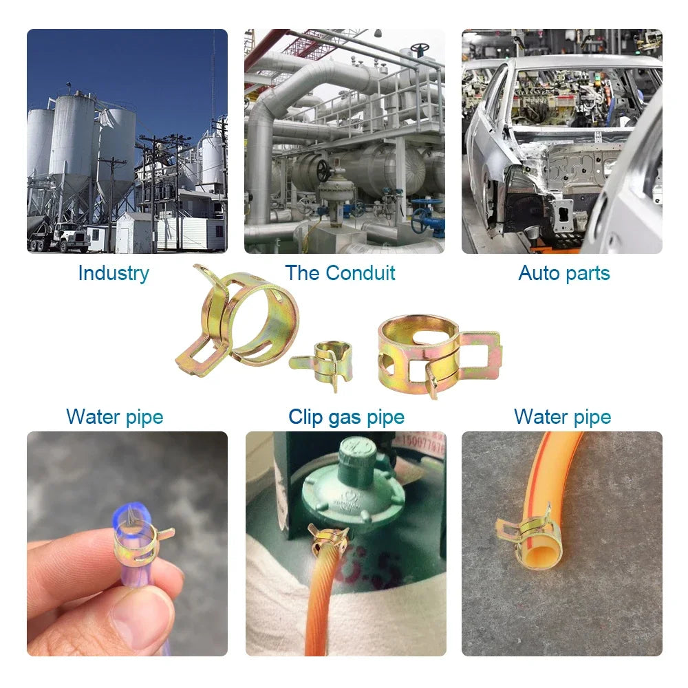 NINDEJIN 20pcs Spring Hose Clamp Fuel Pipe Water Pipe Clamp Silicone Vacuum Hose Pipe M6-M15 Zinc Plated Thicken Clip Fastener - KiwisLove