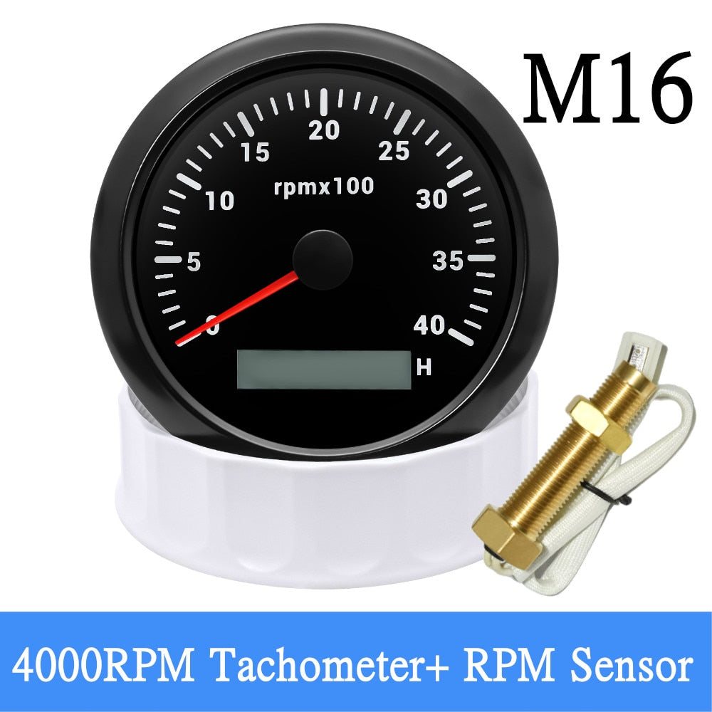 85MM Diesel Engine Tachometer Sensor RPM Gauge REV Counter 4000RPM 8000RPM with Digital Hourmeter 7 Color Backlight Optional - KiwisLove