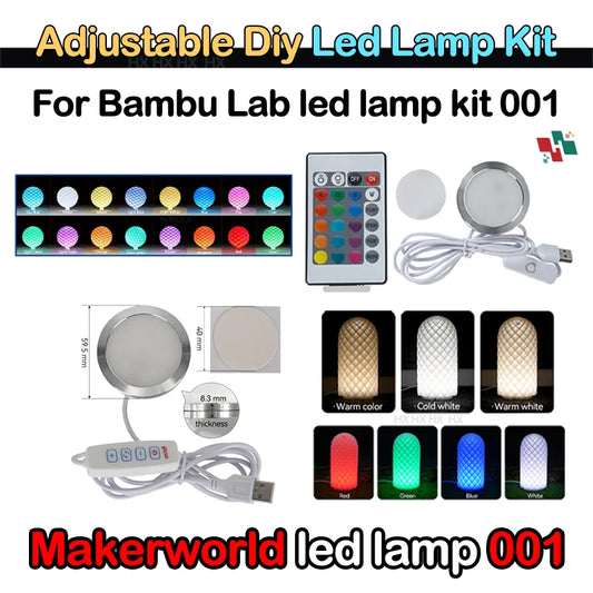 For Bambu Lab Led Lamp Kit Adjustable Light Kit Led Light Parts Hardware DIY Model white /cold/warm light Without Lamp shell 001 - KiwisLove