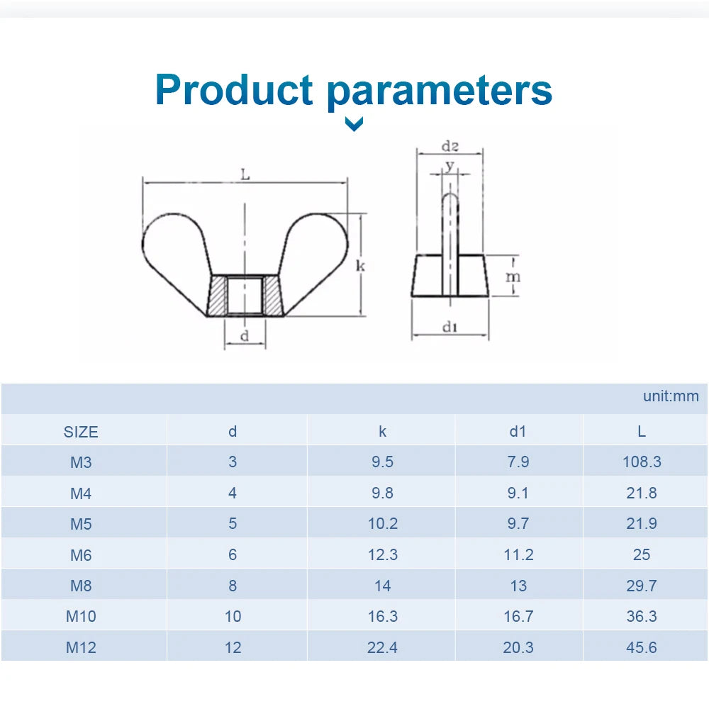 NINDEJIN 3-10pcs Nylon Wing Nuts Plastic Butterfly Nut M3 M4 M5 M6 M8 M10 M12 White Hand Tighten Nylon Wingnut