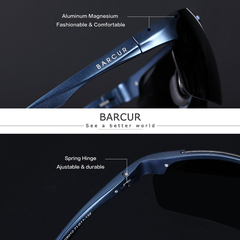 BARCUR Aluminium Magnesium Sunglasses for Men Polarized UVA&B Protection Photochromic Ultralight Sun Glasses Sports Eyewear - KiwisLove