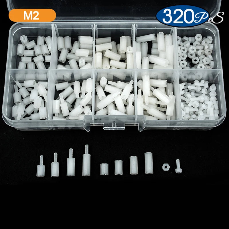 NINDEJIN Nylon Hex Standoff Male Female Plastic Standoff Spacer Assortment Kit Insulation White Nylon Motherboard PCB Standoff