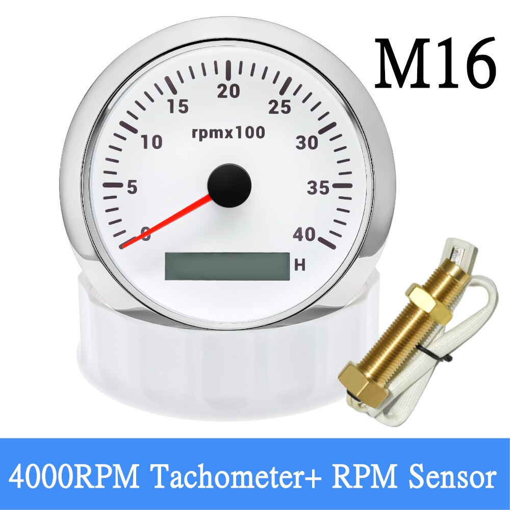 HD Car Boat 85MM Tachometer with LCD Hour Meter 4000RPM 6000RPM RPM Gauge Engine Hourmeter 7 Colors Backlight Tacho Sensor 9-32V - KiwisLove