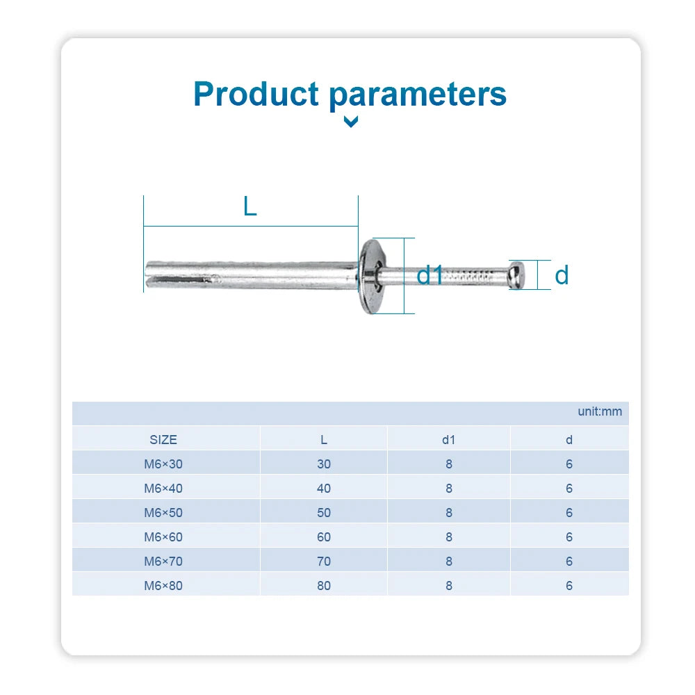 NINDEJIN 2/5pcs Hammer Drive Anchor M6 M8 Zinc Plated Nial-in Hammer Drive Pin Anchor for Concrete Brick, Block