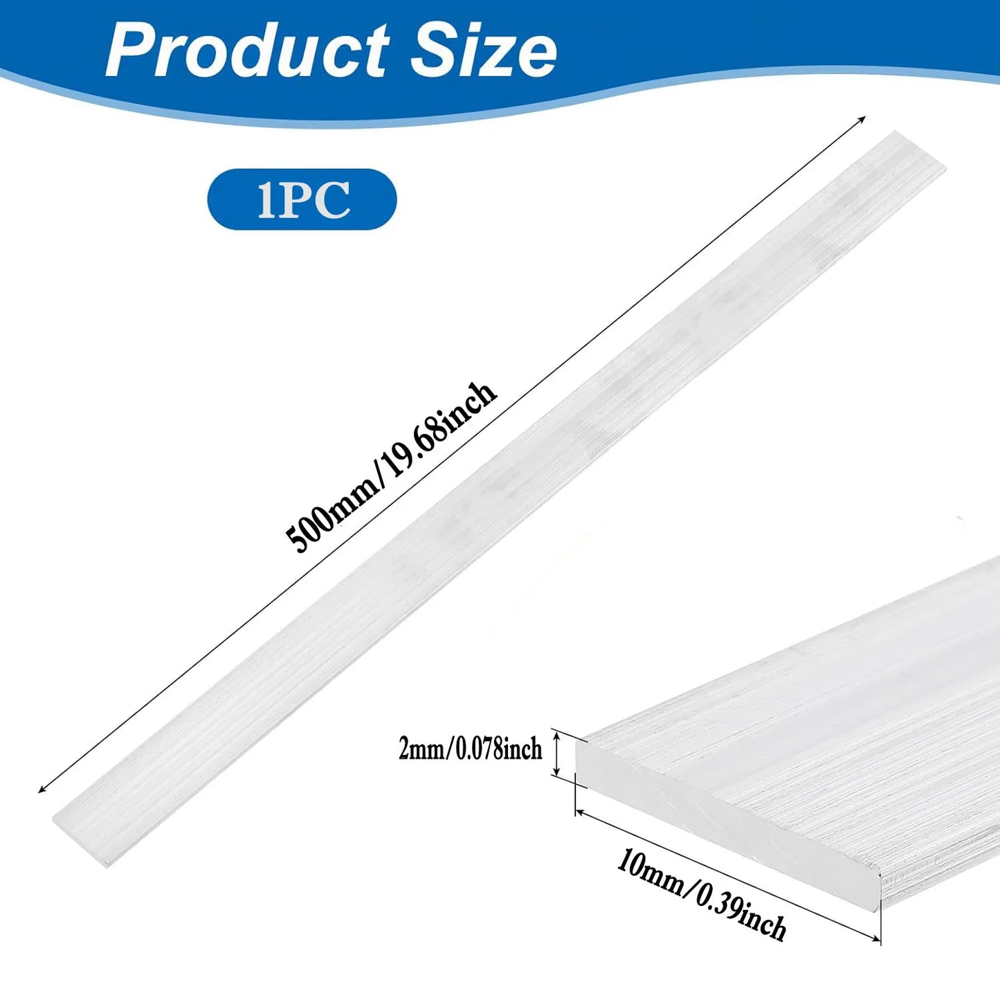 1pcs 500mm 6061 Aluminum Flat Bar Solides Rectangular Metal Plate Strip for DIY/Machining/Construction