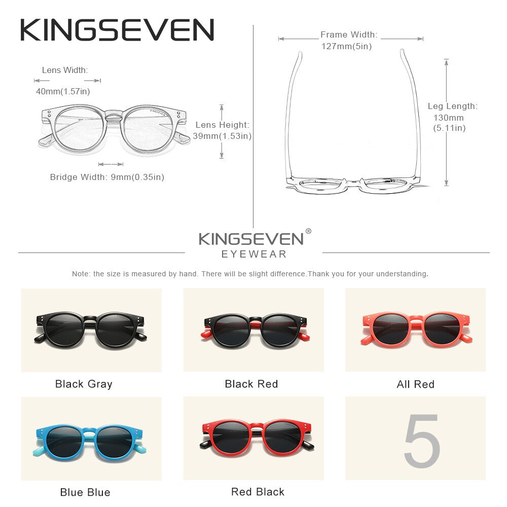 KINGSEVEN Round Polarized Kids Sunglasses Children Sun Glasses Fashion Boys Girls Shades Eyewear UV400 - KiwisLove