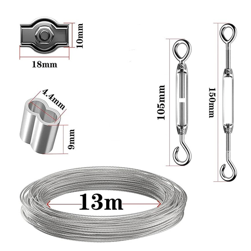 NZ Stock 13m wire rope PVC coated 2mm turnbuckle eyelet sleeve clip - KiwisLove
