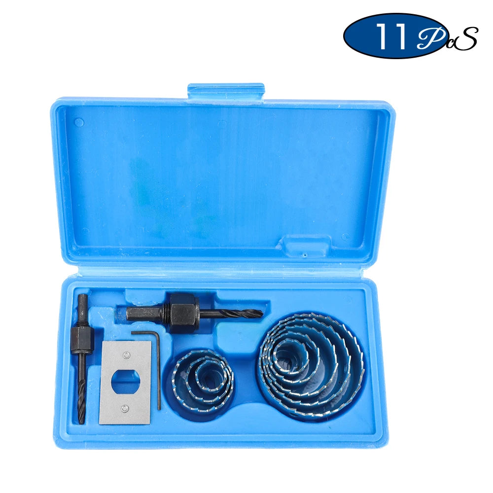 NINDEJIN 8/11/16pcs Hole Saw Kit #50 steel 19-127mm Hole Cutter Drill Bit Tool Hole Saw Set for Wood Plastic Wood Cutter - KiwisLove