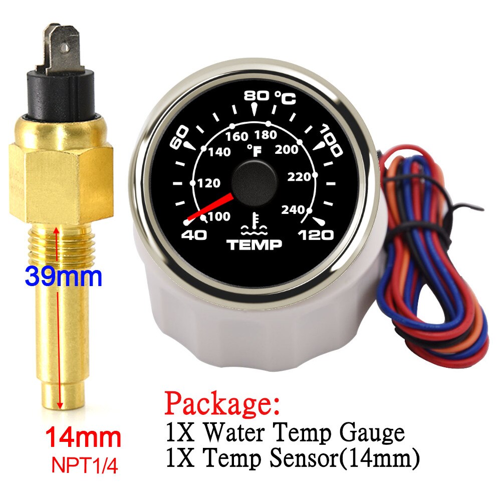 10mm 14mm 17mm 21mm Temperature Sensor + 52mm Water Temperature Gauge Universal for Boat Car Auto Motorcycle Thermometer - KiwisLove