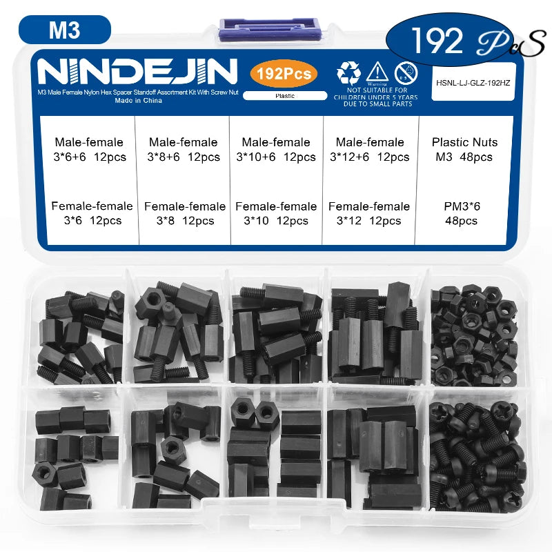 Male Female Nylon Hex Standoff Assortment Kit with Plastic Screws Nuts M2 M2.5 M3 M4 Insulation Plastic Standoff Spacer Set