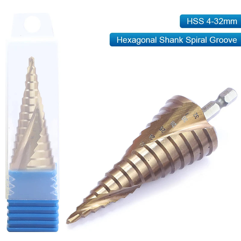 NINDEJIN M35 Cobalt Step Drill Bit 4-32mm Triangular Hex HSS Step Drill Bit for Stainless Steel Hole Drill Metal Aluminum Wood - KiwisLove