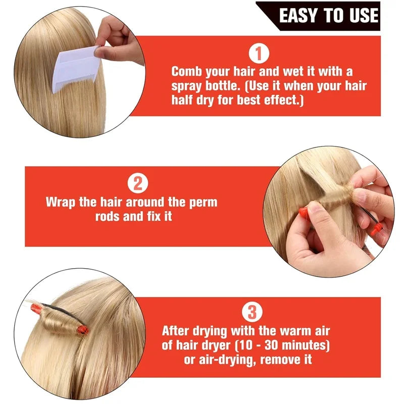 60 Pieces Of Perm Curling Rods Curling Irons Plastic Cold Wave Rods Perming Rods Curling Irons Hair Styling Tools 0.2 Inch Red - KiwisLove