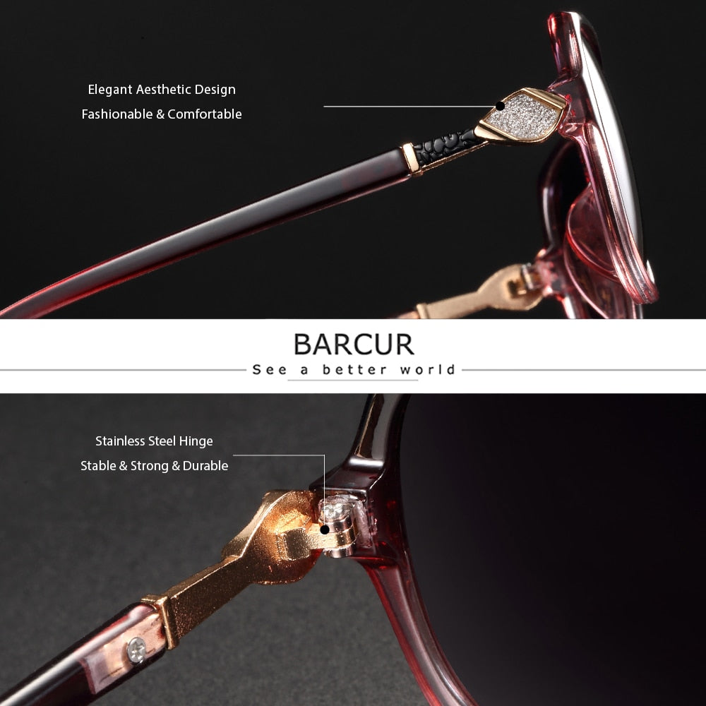 BARCUR Brand Design Oversize Sunglasses Women Polarized Sunglasses Ladies Shades Fashion Glasses UV400 Protection - KiwisLove