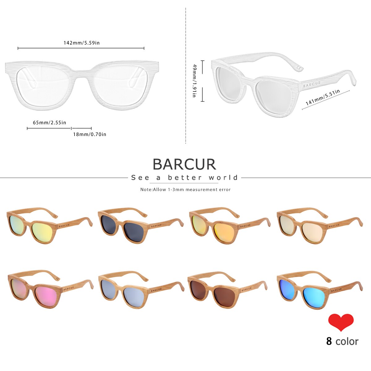 BARCUR Design Cat Eye Style Natural Wood Sunglasses Fashion Women Polarized Men Sun Glasses UV400 Protection - KiwisLove