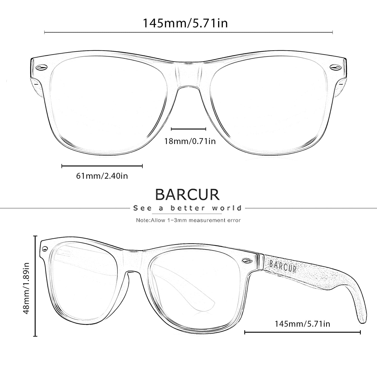 BARCUR Black Sunglasses for Men Sun Glasses Polarized Sunshade Natural Wood Sunglasses Men Eyeglasses Oculos - KiwisLove