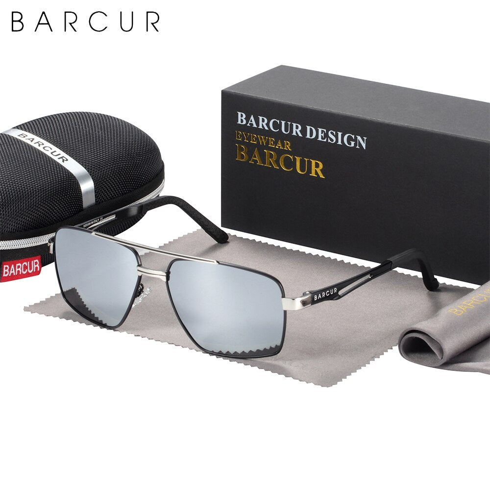 BARCUR Pilot Style Metal Frame Brand Sunglasses Men HD Polarized Women Shades Driving Sun Glasses Mirror UV400 - KiwisLove