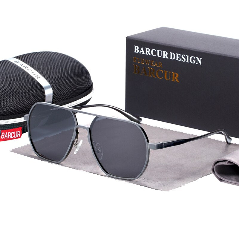 BARCUR Square Aluminium Magnesium Sunglasses For Men Vintage Women Sun GLasses Eyewear Oculos De Sol - KiwisLove