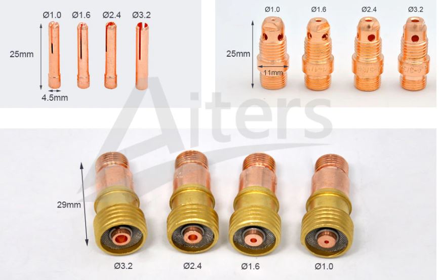 TIG 49PCS Consumables Stubby Gas Lens For WP17 WP18 WP26 Pyrex Glass Cup Spares Kit - KiwisLove