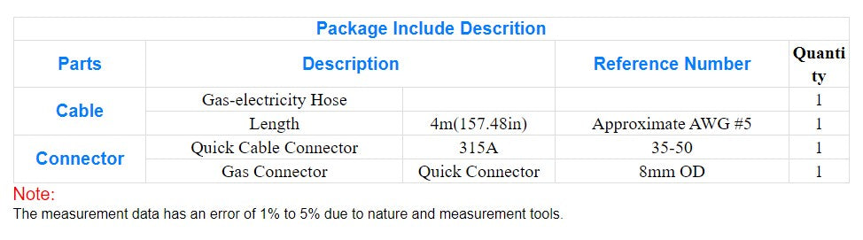 WP26 Quick Connect TIG Welding Torch Gas-Electric Integrated Red Hose Cable Wires 4M/157.48in 35-50 Euro Connector - KiwisLove