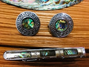 Paua Shell Cufflinks Tie Clip Box Set Round - KiwisLove