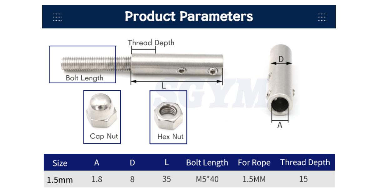 10pcs 1.5mm Wire Rope Threaded Stud Tension End Fitting - KiwisLove