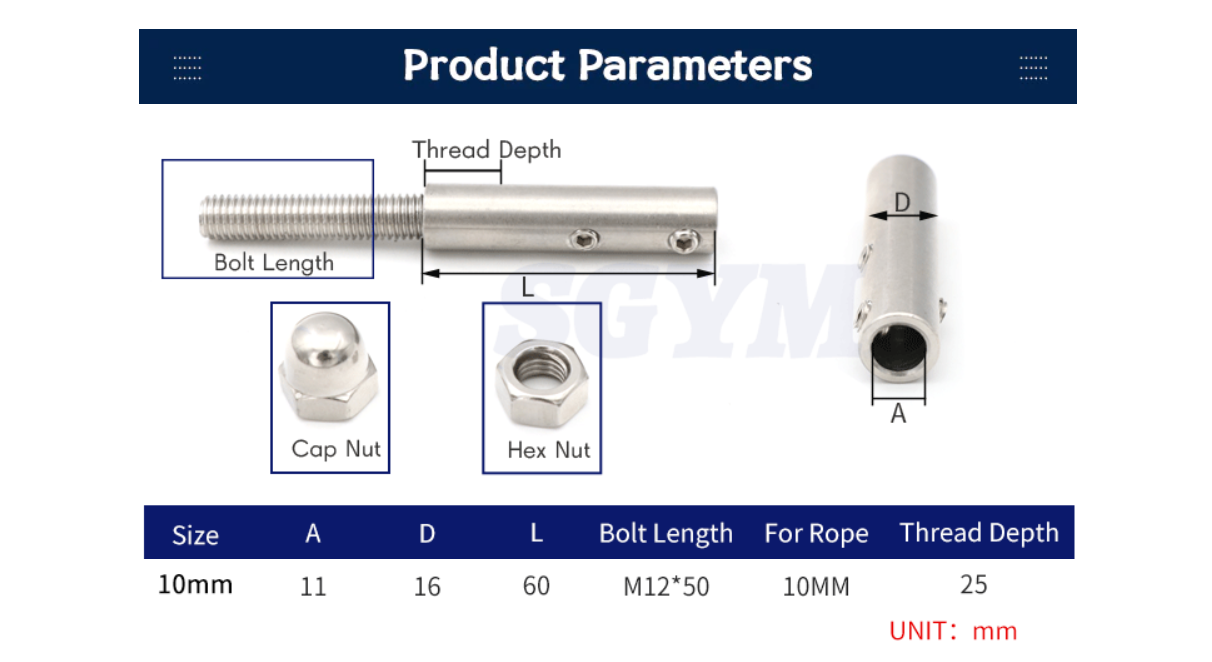 10pcs 10mm Wire Rope Threaded Stud Tension End Fitting - KiwisLove