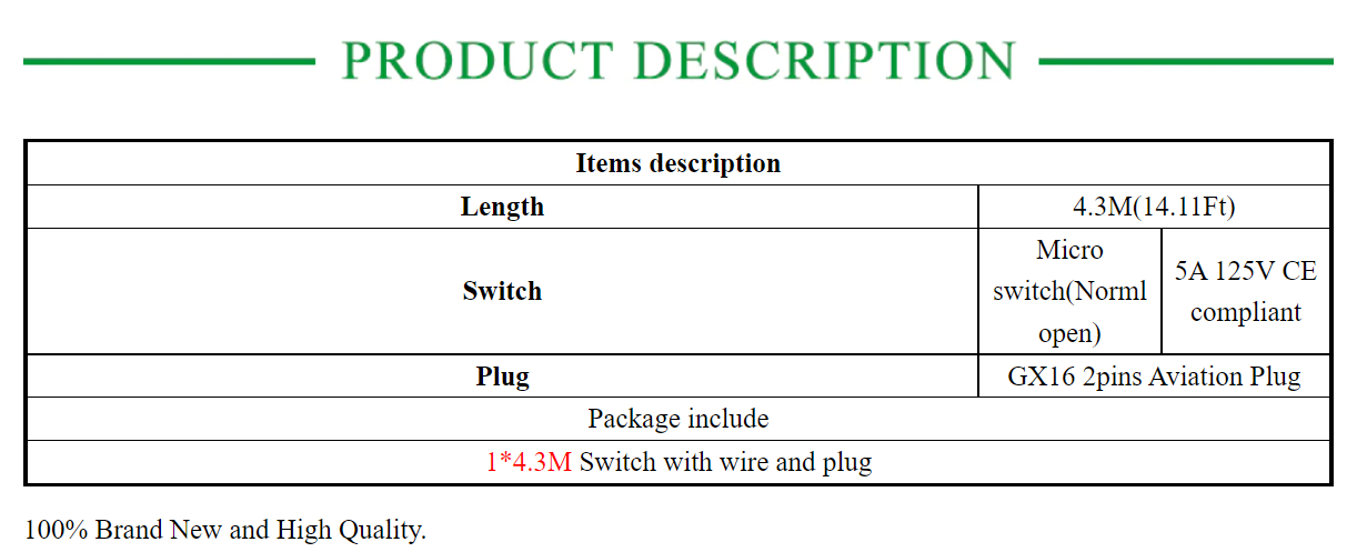 4.3M 14.11Ft Length K-01 Torch Micro Switch Trigger - KiwisLove