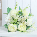 Roses Artificial Flowers White Silk Peony High Quality Sky Blue Bride Bouquet Wedding Decor Fake Flower Home Accessories Craft - KiwisLove