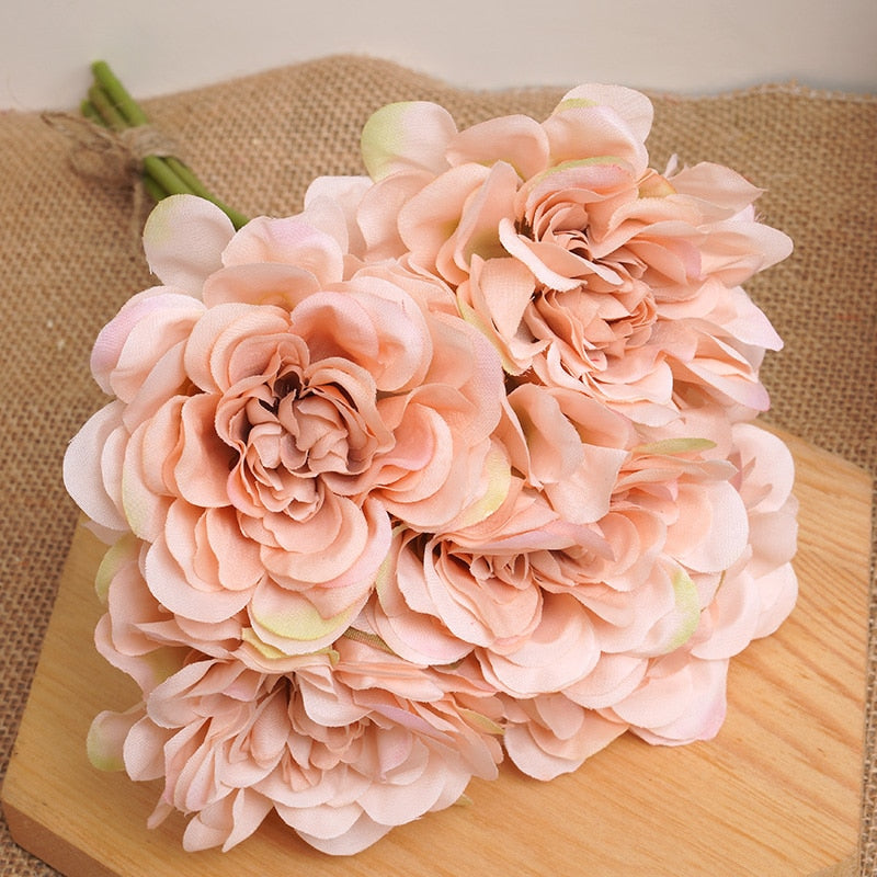 5pcs Beautiful Artificial Peony Flowers High Quality White Bouquet Wedding Home Table Decor Fake Flowers Christmas Arrangement - KiwisLove