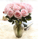 5Pcs 51cm Long Branch Flowers Bouquet Beautiful White Silk Roses Artificial Flowers Wedding Home Table Decor Arrange Fake Flower - KiwisLove